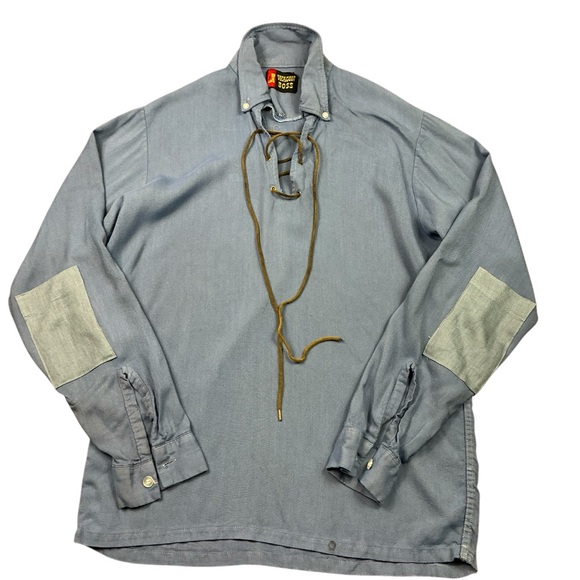 Wagon Boss Other - Vintage 60s Wagon Boss rayon lace up pullover shirt USA made SZ Small